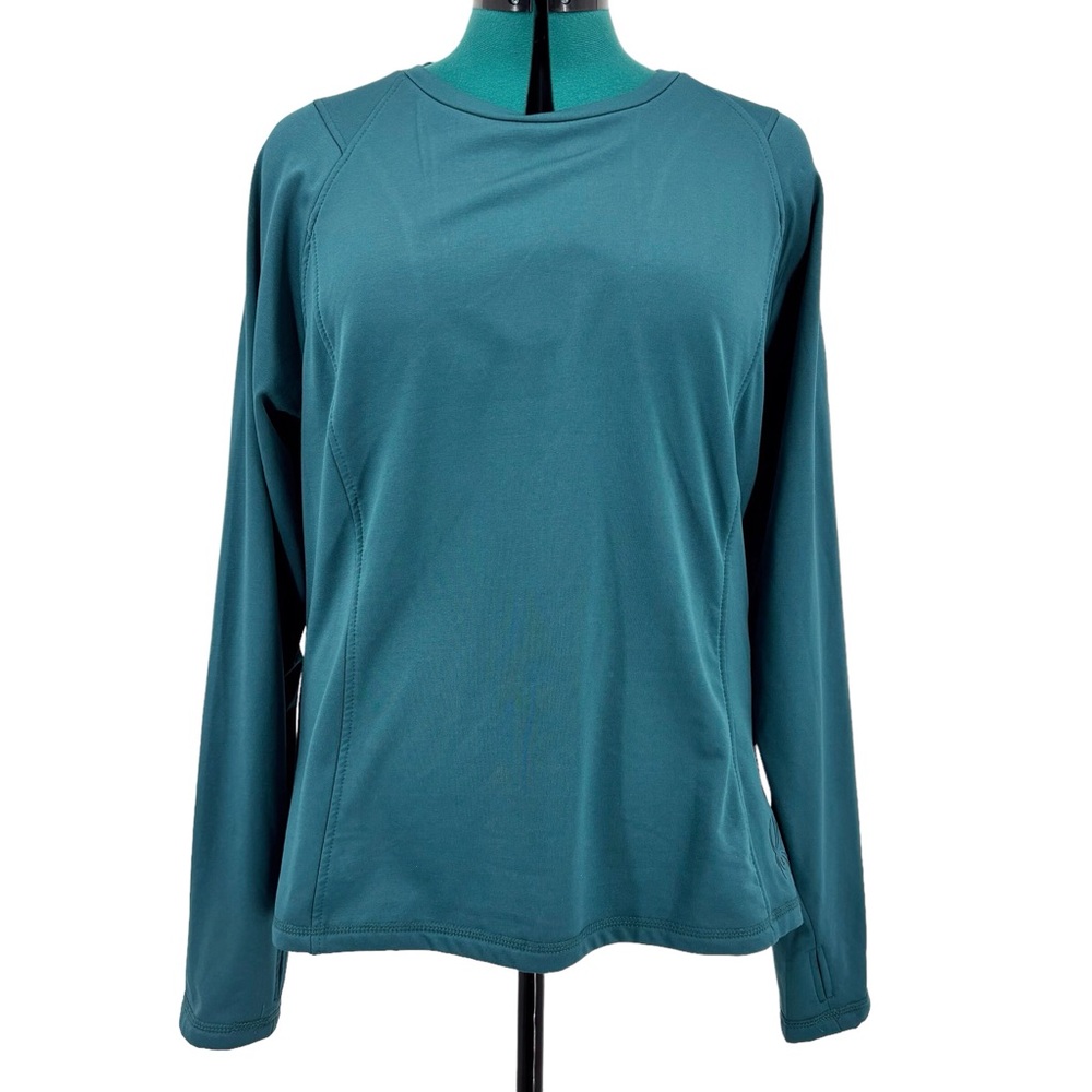 Spyder Teal Long Sleeve Round Neck Fitted Sport Top with Thumbholes, XL